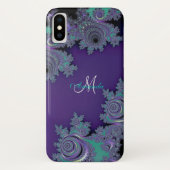 Monogramm-lila Fraktal-Spitze iPhone Kasten Case-Mate iPhone Hülle (Rückseite)