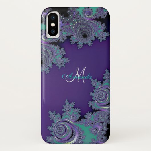 Monogramm-lila Fraktal-Spitze iPhone Kasten Case-Mate iPhone Hülle (Rückseite)