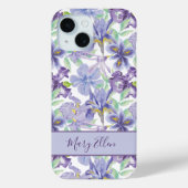 Monogramm Lila Gelbe Irisblume Farbe Case-Mate iPhone Hülle (Rückseite)