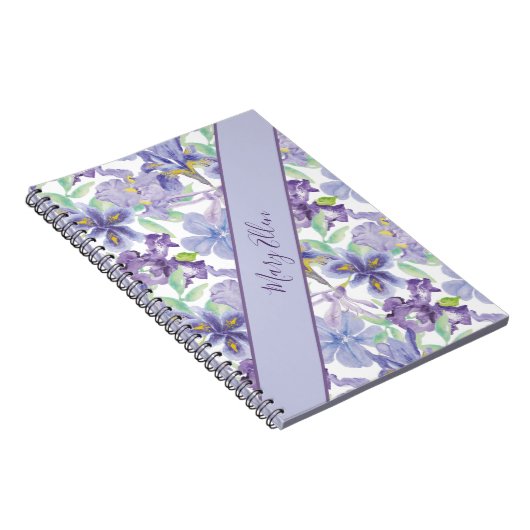 Monogramm Lila Gelbe Irisblume Farbe Notizblock (Rechte Seite)