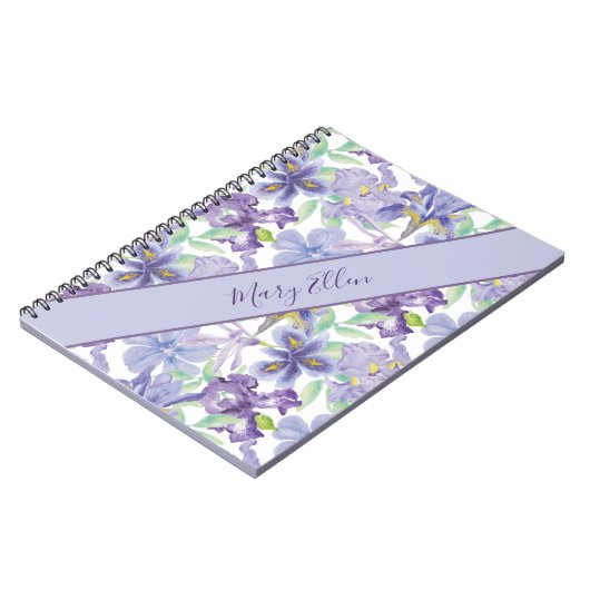 Monogramm Lila Gelbe Irisblume Farbe Notizblock (Linke Seite)