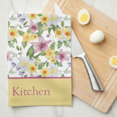 Monogramm Lila-Gelbgrün-Chic Geschirrtuch (Viertel Falte)