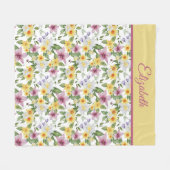 Monogramm Lila Gelbgrün Fleecedecke (Vorderseite (Horizontal))