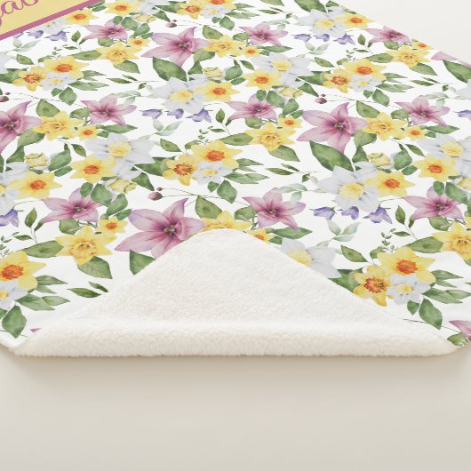 Monogramm Lila Gelbgrün Sherpadecke (3/4)