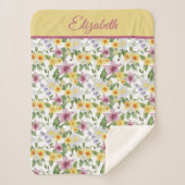 Monogramm Lila Gelbgrün Sherpadecke (Vorderseite)