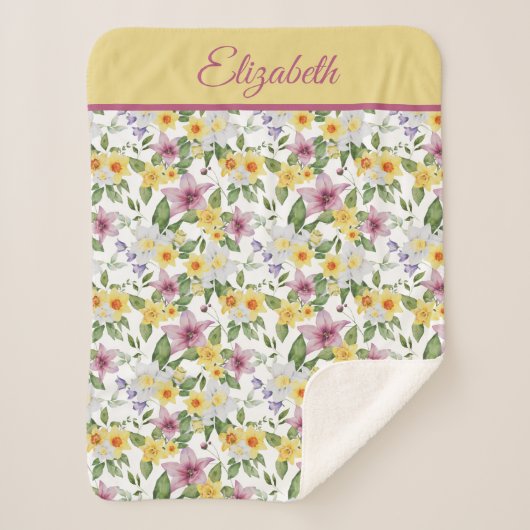 Monogramm Lila Gelbgrün Sherpadecke (Vorderseite)