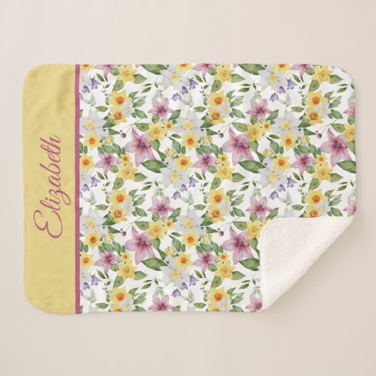 Monogramm Lila Gelbgrün Sherpadecke (Vorderseite (Horizontal))