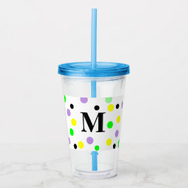 Monogramm Lila-Gelbgrüne Polka-Punkte Acryltrinkbecher