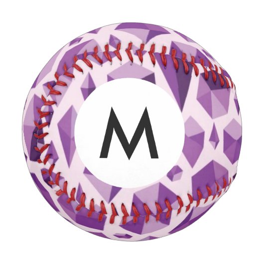 Monogramm Lila geometrische Juwelenformen Baseball (Vorderseite Links)