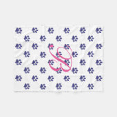 Monogramm, Lila Glitzer, Katzenaufdruck, Fleecedecke (Vorderseite (Horizontal))