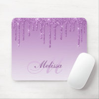 Monogramm lila Glitzer-Mauspad