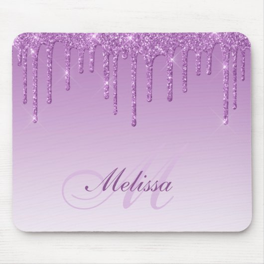 Monogramm lila Glitzer-Mauspad Mousepad (Vorne)