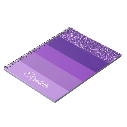 Monogramm Lila Glitzer StrickNotebook Notizblock (Linke Seite)