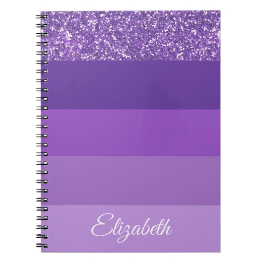 Monogramm Lila Glitzer StrickNotebook Notizblock (Vorderseite)