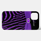 Monogramm Lila Glitzer Zebra iPad Air Hüllen (Rückseite (Horizontal))