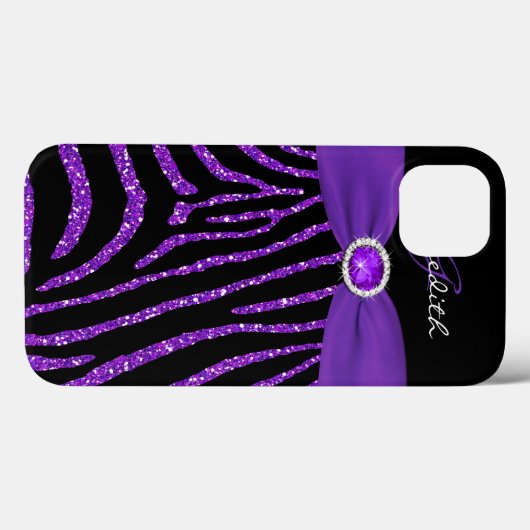 Monogramm Lila Glitzer Zebra iPad Air Hüllen (Rückseite (Horizontal))
