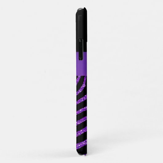 Monogramm Lila Glitzer Zebra iPhone 11 Case-Mate iPhone Hülle (Hinten/Rechts)