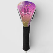 Monogramm lila, Gold und Weißes Ombre | Ozean Golf Headcover (Vorderseite)