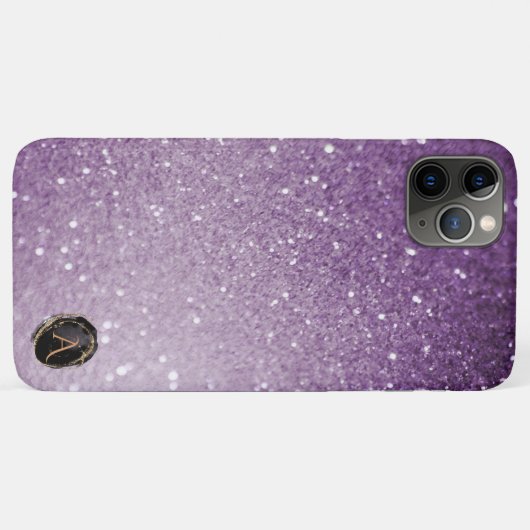 *~* Monogramm Lila Gradient Ombre Glitzer Case-Mate iPhone Hülle (Rückseite (Horizontal))