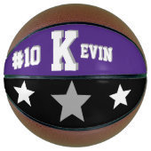 Monogramm Lila, grau und weiß Basketball (Vorderseite)