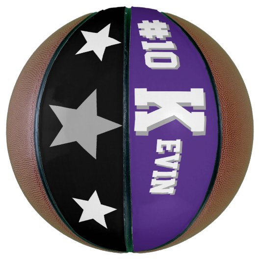 Monogramm Lila, grau und weiß Basketball (Vertikal)