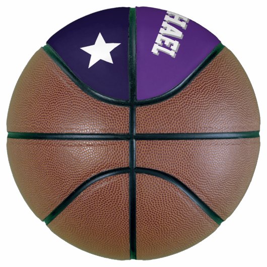 Monogramm Lila, grau und weiß Basketball (Rechts)