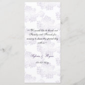 Monogramm lila Hochzeitsmenü Menükarte (Rückseite)