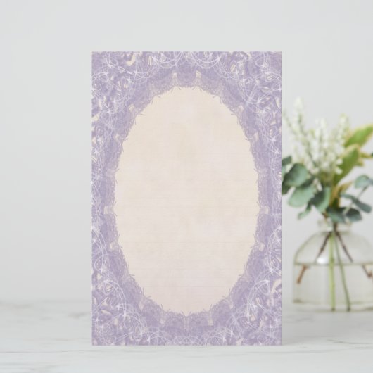 Monogramm Lila I Wedding Lace Stationery Briefpapier (Stehend Vorderseite)
