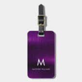 Monogramm Lila Imitate aus Stahl Gepäckanhänger (Vorderseite vertikal)