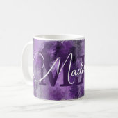 Monogramm lila Impressionen mit Name Kaffeetasse (Vorderseite Links)