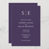 Monogramm Lila in einer Hochzeit Einladung (Vorne/Hinten)