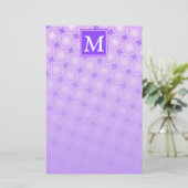 Monogramm lila Kreismuster Briefpapier (Stehend Vorderseite)