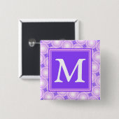 Monogramm lila Kreismuster Button (Vorne & Hinten)