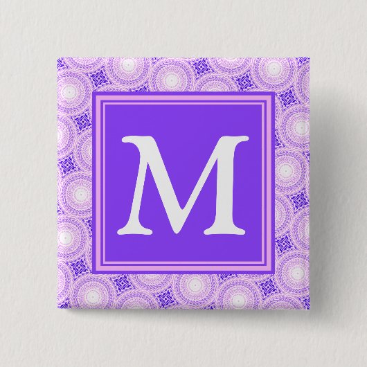 Monogramm lila Kreismuster Button (Vorderseite)