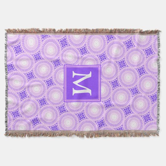 Monogramm lila Kreismuster Decke (Vorderseite)
