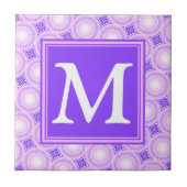 Monogramm lila Kreismuster Fliese (Vorderseite)