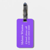 Monogramm lila Kreismuster Gepäckanhänger (Rückseite vertikal)