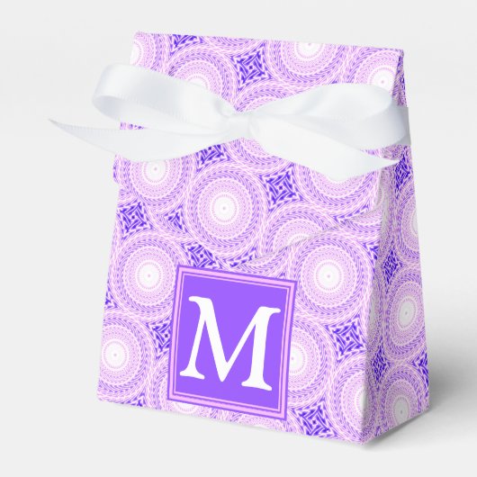 Monogramm lila Kreismuster Geschenkschachtel (Vorderseite)