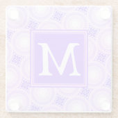 Monogramm lila Kreismuster Glasuntersetzer (Rückseite)