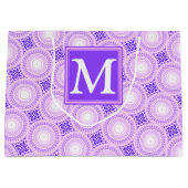 Monogramm lila Kreismuster Große Geschenktüte (Vorderseite)