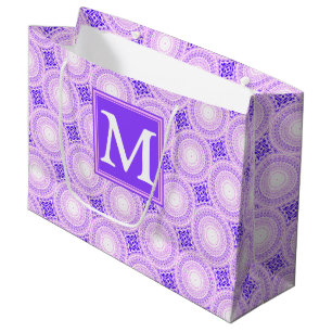 Monogramm lila Kreismuster Große Geschenktüte