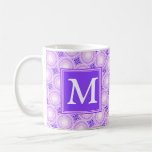 Monogramm lila Kreismuster Kaffeetasse
