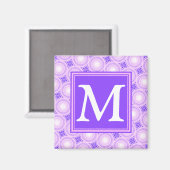Monogramm lila Kreismuster Magnet (Vorderseite/Rückseite)