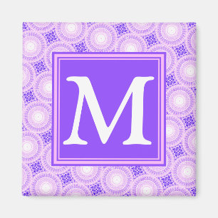 Monogramm lila Kreismuster Magnet