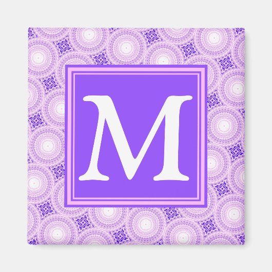 Monogramm lila Kreismuster Magnet (Vorne)