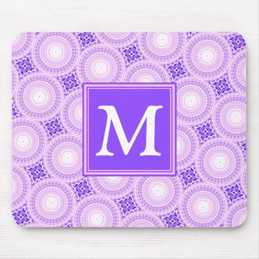 Monogramm lila Kreismuster Mousepad (Vorne)