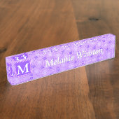 Monogramm lila Kreismuster Namensplakette (Seite)