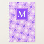 Monogramm lila Kreismuster Planer (Vorderseite)