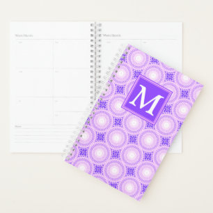Monogramm lila Kreismuster Planer