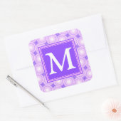 Monogramm lila Kreismuster Quadratischer Aufkleber (Umschlag)